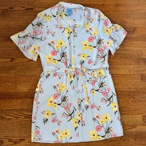 CeCe Striped Short Sleeve Tie Front Sundress